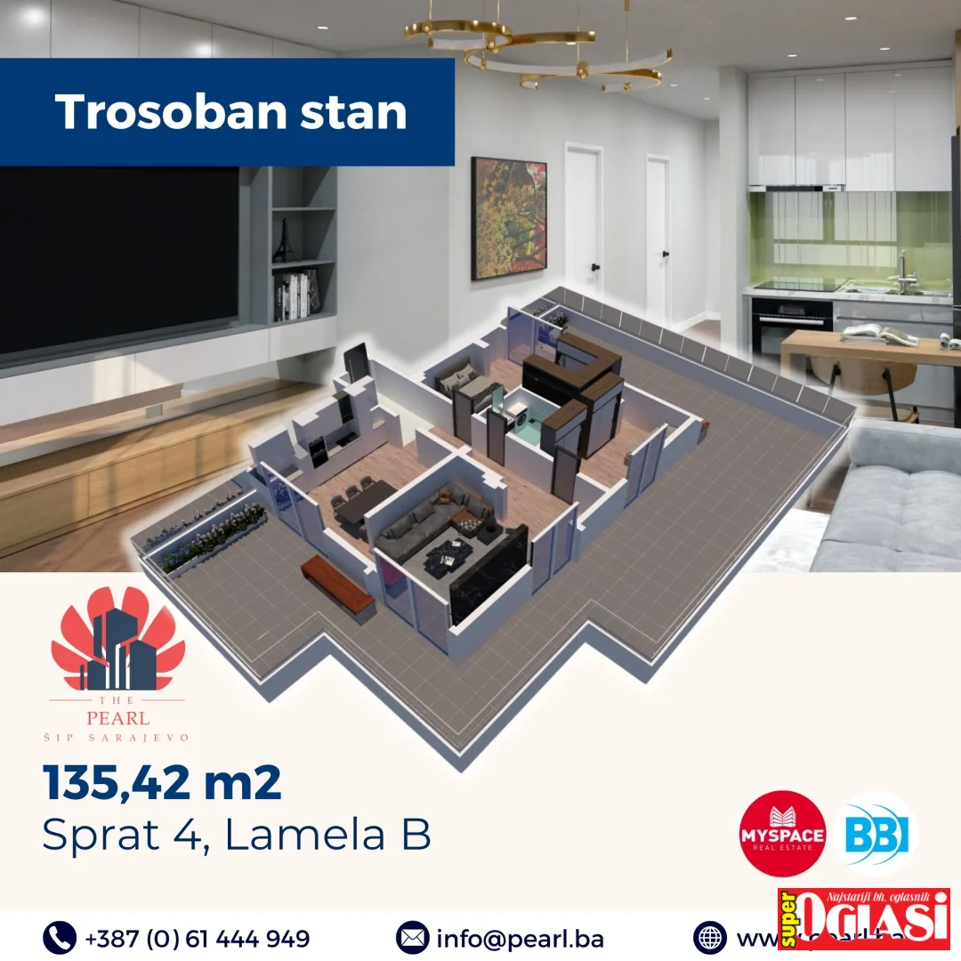 Trosoban stan u novogradnji Šip, 135m2