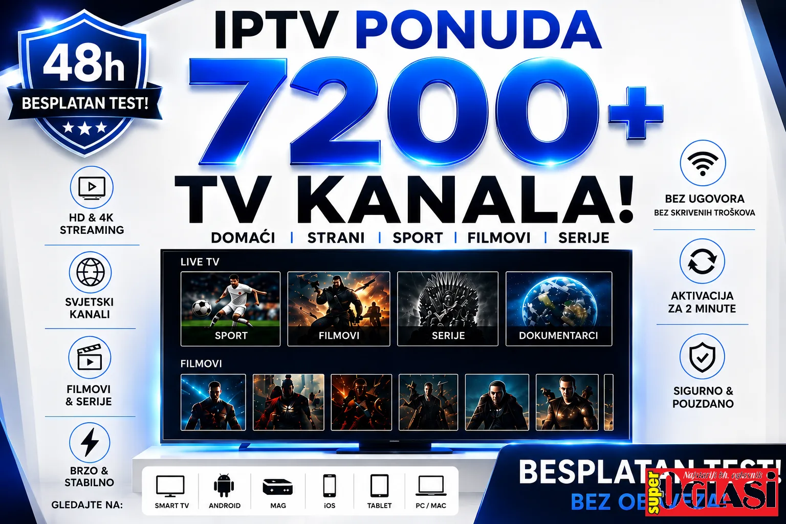 IPTV kanali - Televiziia 4K FHD, SMART TV