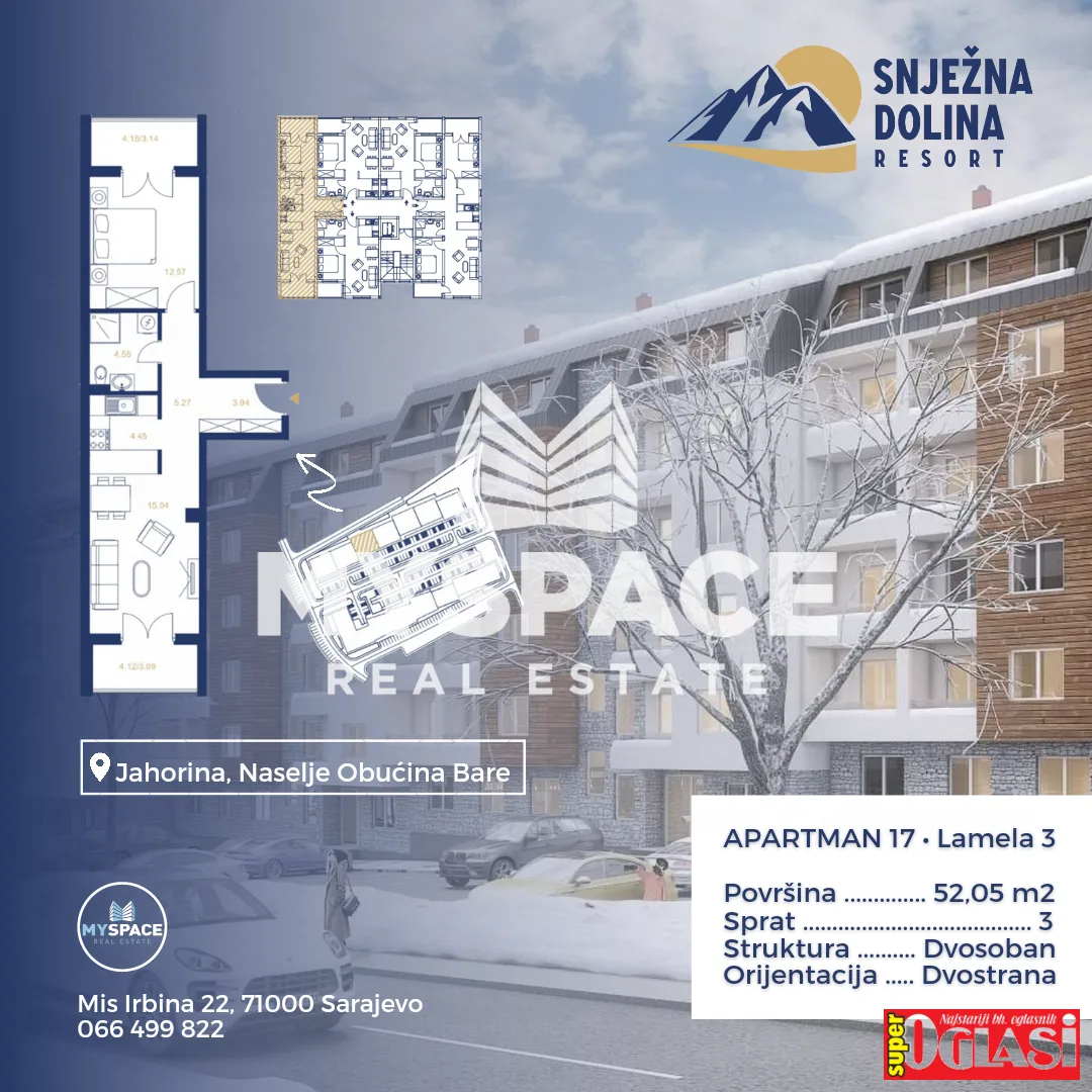Dvosoban apartman u novogradnji Jahorina, 52 m2