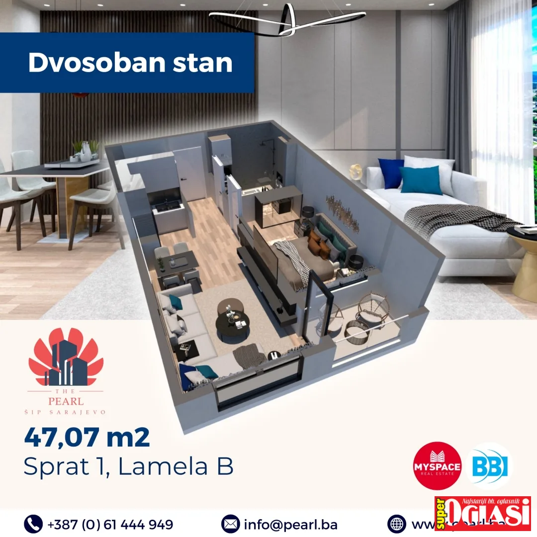 Dvosoban stan u novogradnji Šip, 47m2