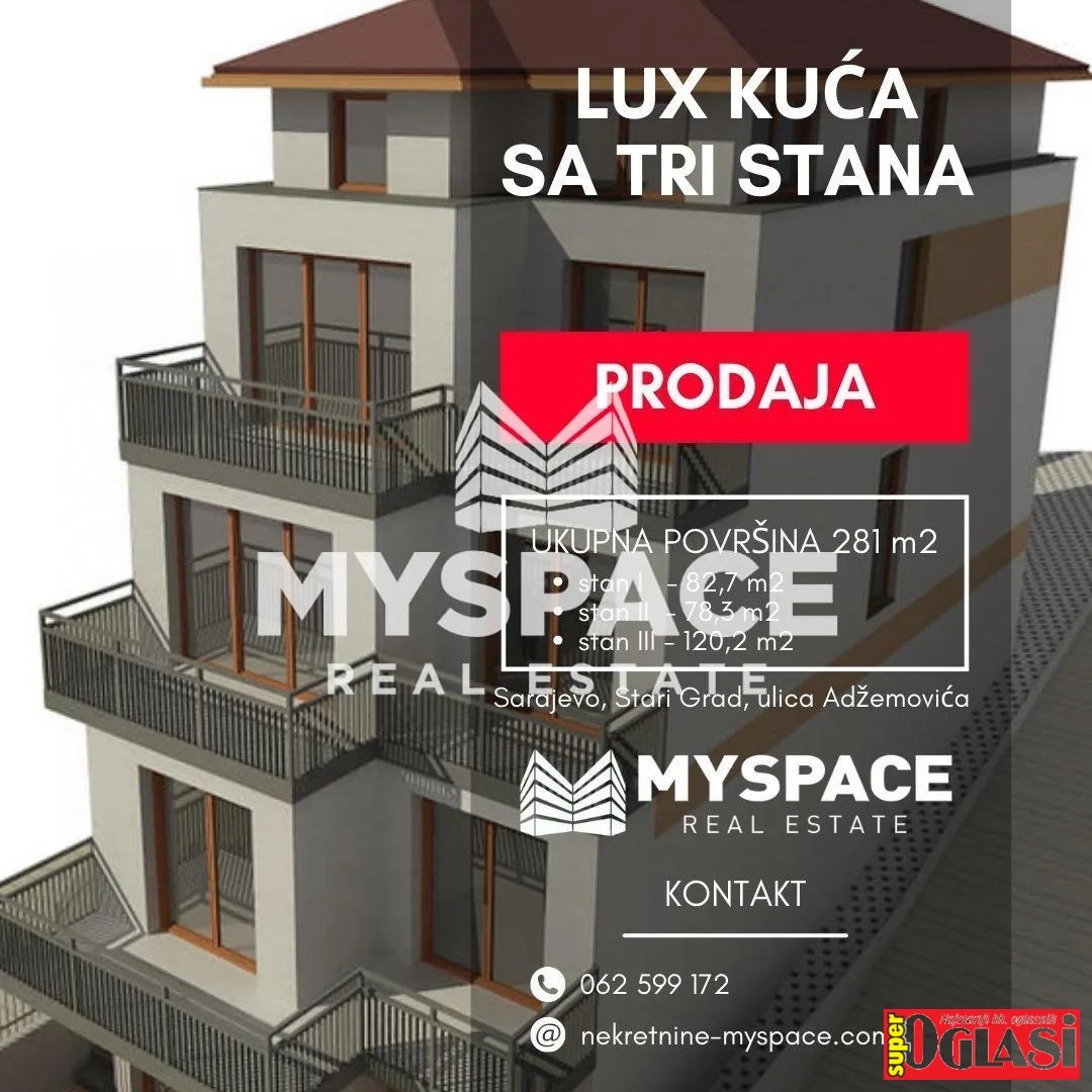 Lux kuća sa tri zasebna stana Stari Grad, 281 m2, #13133